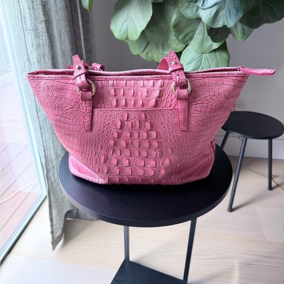 Brahmin Pink Embossed Tote Bag - Picture 6 of 9